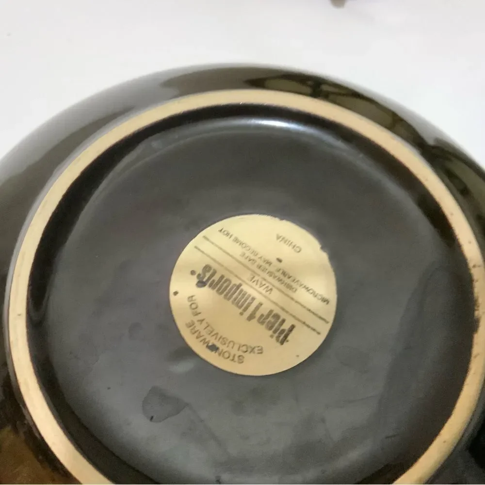 Set Pier 1 Imports (2)11” Stoneware Brown “Wave”  Dinner Plate (2)8” salad plate
